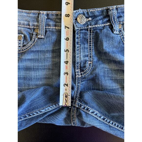 BKE Jeans Womens 31 Blue Sabrina Bootcut Denim Flap Pockets Thick Stitch Bling - Picture 13 of 16